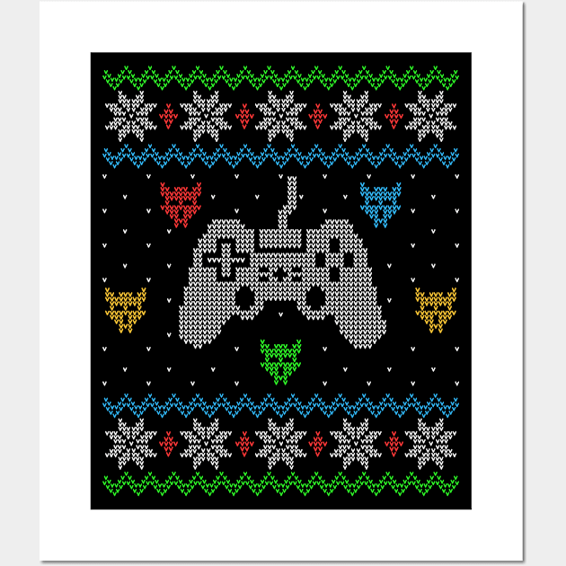 Funny Ugly Christmas Sweater Gaming Design Wall Art by Teeziner